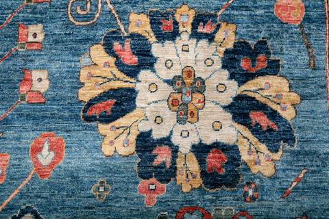 Chobi Blue Hand Knotted 910 X 138 Area Rug 700-147355 Image 4