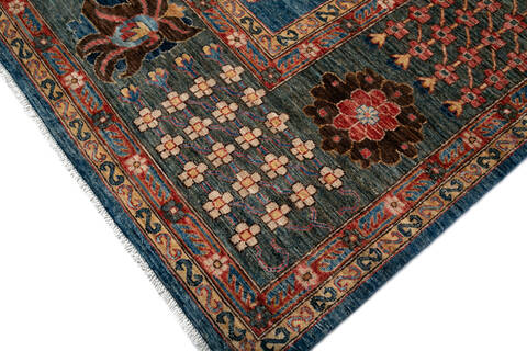 Chobi Blue Hand Knotted 910 X 138 Area Rug 700-147355 Image 6