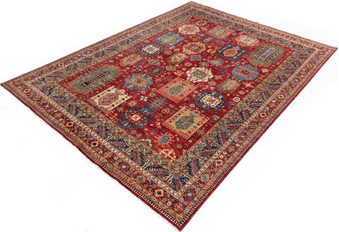 Chobi Red Hand Knotted 80 X 102 Area Rug 700-147357 Image 2