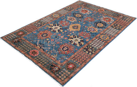 Chobi Blue Hand Knotted 510 X 88 Area Rug 700-147359 Image 2