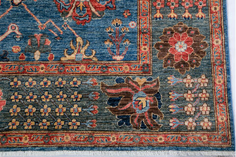Chobi Blue Hand Knotted 510 X 88 Area Rug 700-147359 Image 6