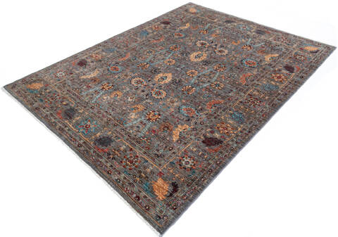 Chobi Grey Hand Knotted 510 X 710 Area Rug 700-147362 Image 2