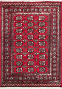 Pakistani Bokhara Red Rectangle 5x7 ft Wool Carpet 147366