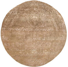 Indian Modern Multicolor Round 7 to 8 ft Wool and Silk Carpet 147370