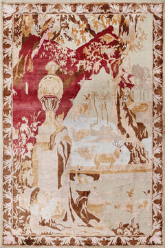 Modern Multicolor Hand Knotted 6'6" X 9'9"  Area Rug 902-147375