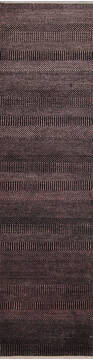 Modern-Contemporary Black Runner Hand Knotted 2'6" X 10'0"  Area Rug 254-147380