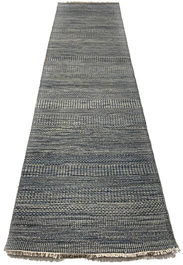 Modern-Contemporary Grey Runner Hand Knotted 26 X 100 Area Rug 254-147382 Image 2