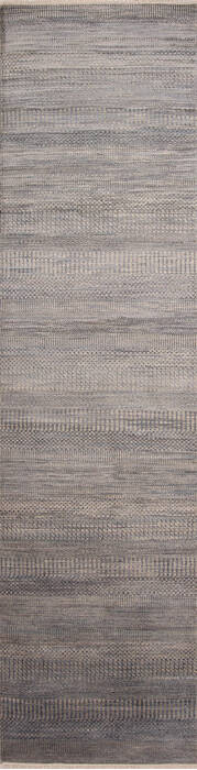 Modern-Contemporary Grey Runner Hand Knotted 26 X 100 Area Rug 254-147382 Image 0