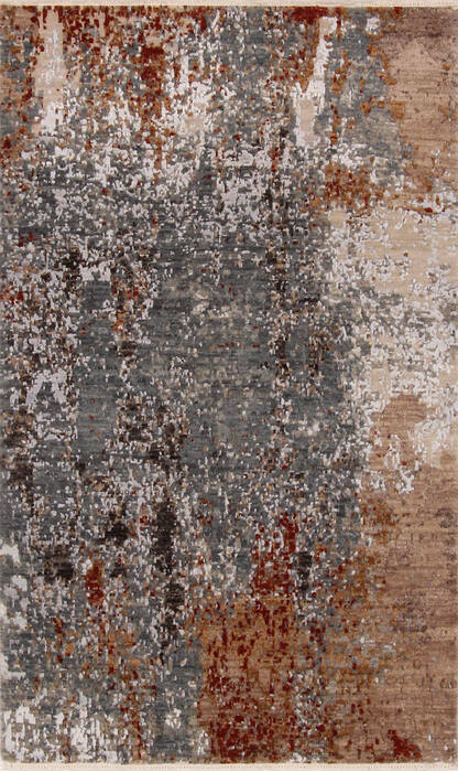 Modern-Contemporary Grey Hand Knotted 30 X 50  Area Rug 254-147383 Image 0