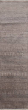 Modern-Contemporary Grey Runner Hand Knotted 2'7" X 10'0"  Area Rug 254-147384