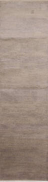 Modern-Contemporary Brown Runner Hand Knotted 2'7" X 10'0"  Area Rug 254-147385