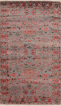 Modern-Contemporary Grey Hand Knotted 3'2" X 5'5"  Area Rug 254-147386