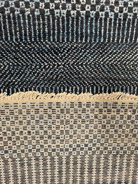 Modern-Contemporary Blue Runner Hand Knotted 24 X 119 Area Rug 254-147390 Image 1