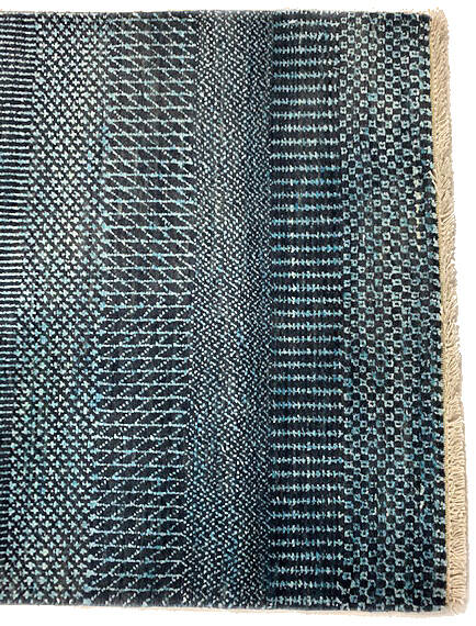 Modern-Contemporary Blue Runner Hand Knotted 24 X 119 Area Rug 254-147390 Image 3