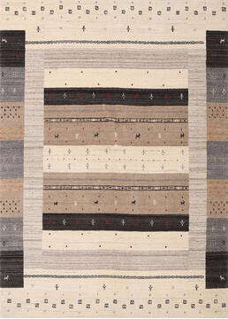 Indian Gabbeh Beige Rectangle 5x7 ft Wool Carpet 147391