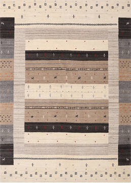 Indian Gabbeh Beige Rectangle 5x7 ft Wool Carpet 147391