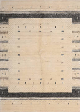 Indian Gabbeh Beige Rectangle 5x7 ft Wool Carpet 147392