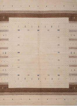Indian Gabbeh Beige Rectangle 5x7 ft Wool Carpet 147393