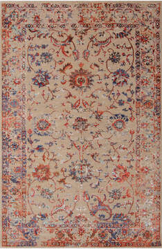 Indian Ferahan Beige Rectangle 4x6 ft Wool Carpet 147394