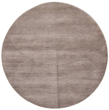 Modern-Contemporary Brown Round Hand Knotted 5'0" X 5'0"  Area Rug 254-147398
