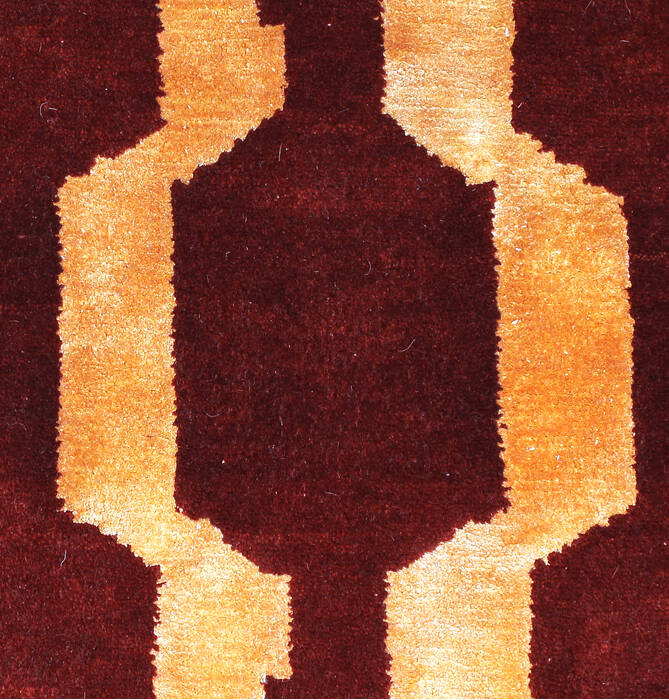 Modern-Contemporary Red Hand Knotted 101 X 139 Area Rug 254-147443 Image 2