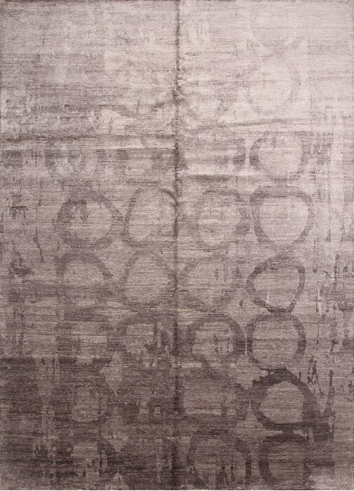 Modern-Contemporary Grey Hand Knotted 99 X 141 Area Rug 254-147446 Image 0