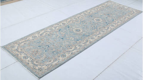 Chobi Green Runner Hand Knotted 27 X 87 Area Rug 700-147447 Image 2