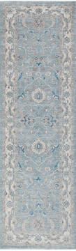 Chobi Green Runner Hand Knotted 2'7" X 8'7"  Area Rug 700-147447