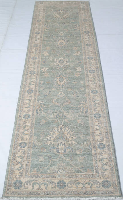 Chobi Green Runner Hand Knotted 27 X 911  Area Rug 700-147448 Image 1