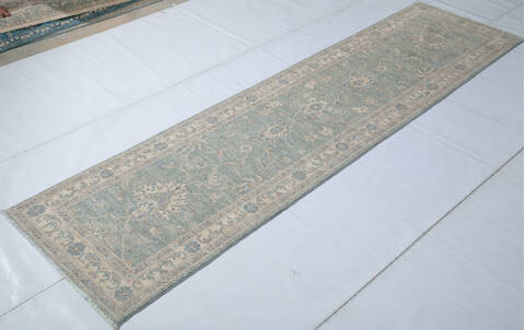 Chobi Green Runner Hand Knotted 27 X 911  Area Rug 700-147448 Image 2