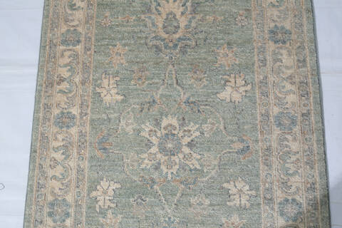 Chobi Green Runner Hand Knotted 27 X 911  Area Rug 700-147448 Image 4