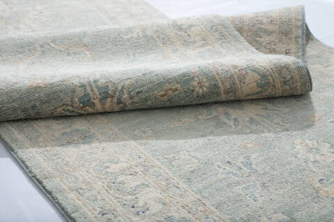 Chobi Green Runner Hand Knotted 27 X 911  Area Rug 700-147448 Image 6