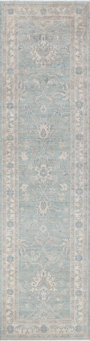 Chobi Green Runner Hand Knotted 27 X 911  Area Rug 700-147448 Image 0