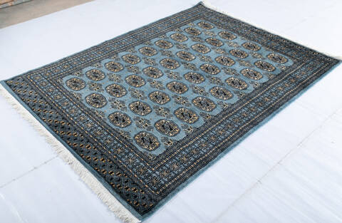 Bokhara Blue Hand Knotted 48 X 65 Area Rug 700-147454 Image 2