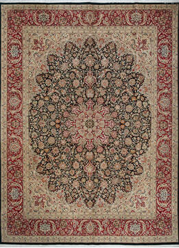 Pak-Persian Black Hand Knotted 9'1" X 12'2"  Area Rug 700-147457