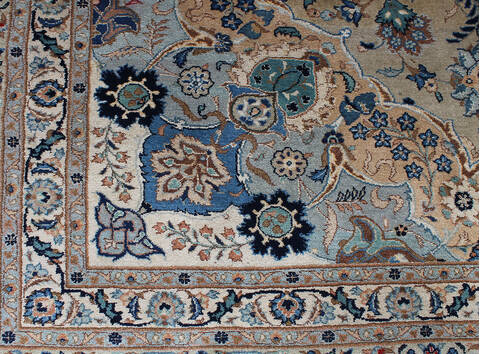 Kashan Beige Hand Knotted 100 X 133 Area Rug 254-147460 Image 6