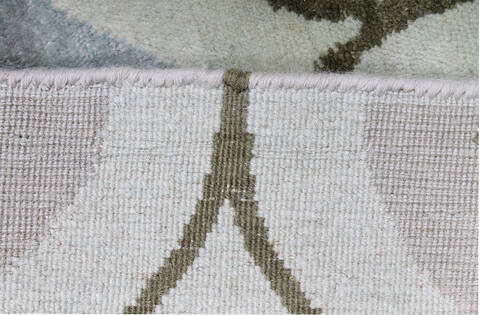 Modern-Contemporary Green Hand Knotted 99 X 140 Area Rug 254-147462 Image 1