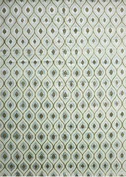 Indian Modern-Contemporary Green Rectangle 10x14 ft Wool Carpet 147462