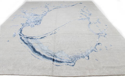 Modern-Contemporary Grey Hand Knotted 103 X 135 Area Rug 254-147464 Image 6