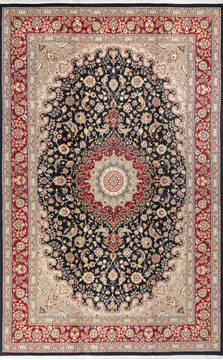 Pak-Persian Black Hand Knotted 6'0" X 9'4"  Area Rug 700-147466