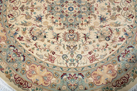Pak-Persian Beige Round Hand Knotted 51 X 51 Area Rug 700-147468 Image 2
