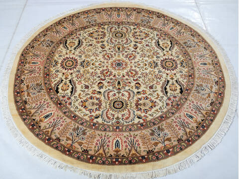 Pak-Persian Beige Round Hand Knotted 50 X 50 Area Rug 700-147469 Image 1