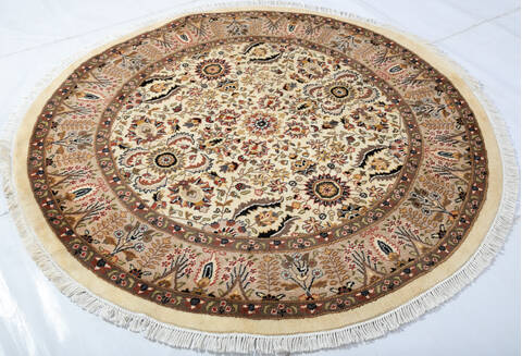 Pak-Persian Beige Round Hand Knotted 50 X 50 Area Rug 700-147469 Image 2