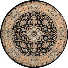 Pak-Persian Black Round Hand Knotted 5'0" X 5'0"  Area Rug 700-147470