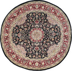 Pak-Persian Black Round Hand Knotted 6'0" X 6'0"  Area Rug 700-147473