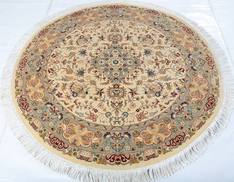Pak-Persian Beige Round Hand Knotted 50 X 50 Area Rug 700-147474 Image 1