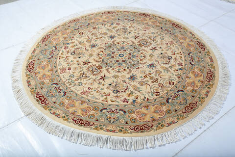 Pak-Persian Beige Round Hand Knotted 50 X 50 Area Rug 700-147474 Image 2