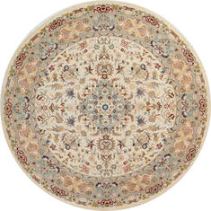 Pak-Persian Beige Round Hand Knotted 5'0" X 5'0"  Area Rug 700-147474
