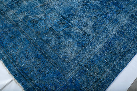 Overdyed Blue Hand Knotted 98 X 126 Area Rug 700-147480 Image 7