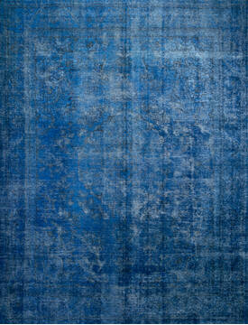 Pakistani Overdyed Blue Rectangle 9x12 ft Wool Carpet 147480